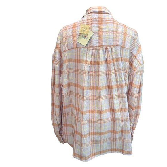 Faherty Legend Organic Cotton Plaid Button-Down Shirt XXL NWT Peach Lilac Yellow - Picture 2 of 6